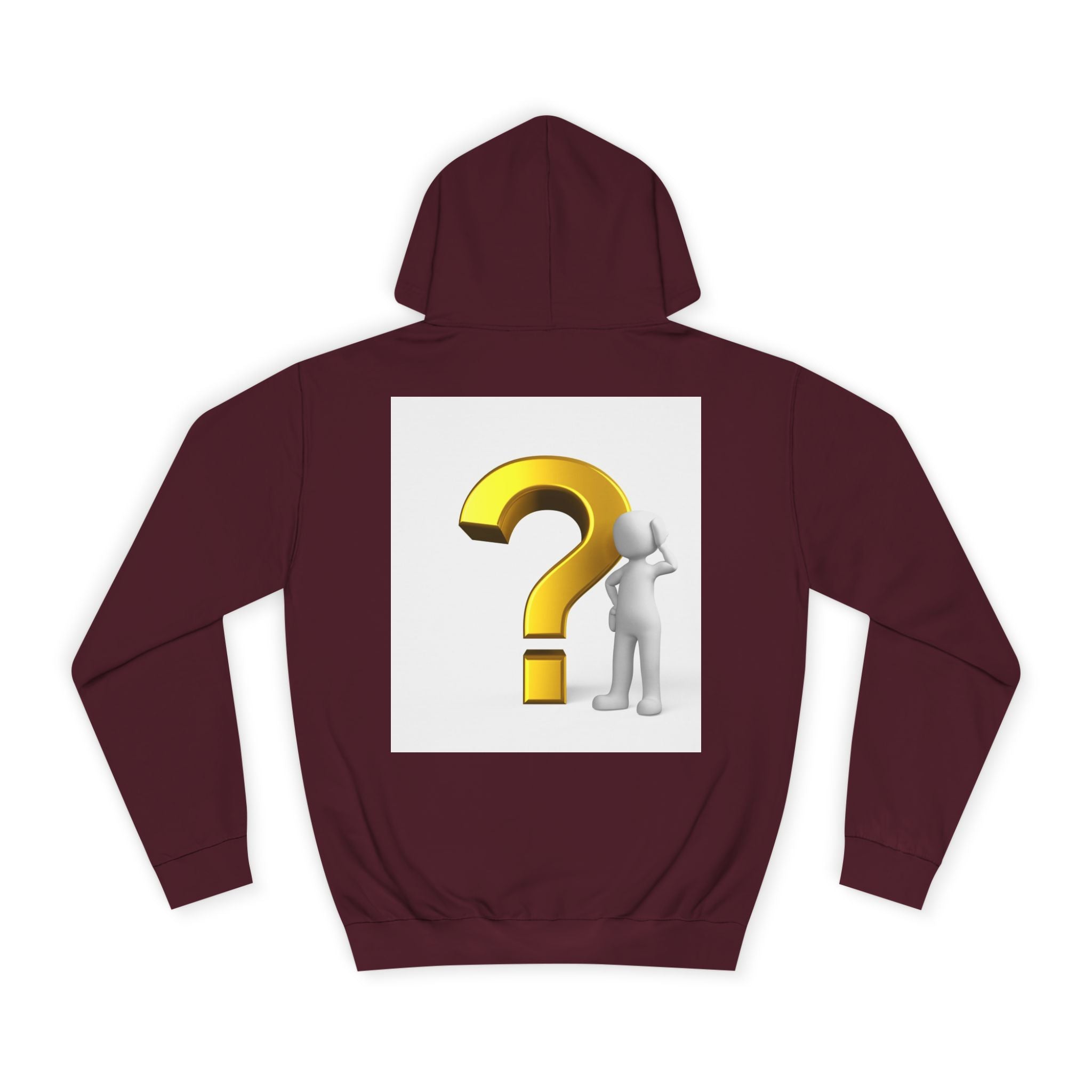 Gold Question Mark with Thinking Figure Hoodie | Mystery Design, Minimalist