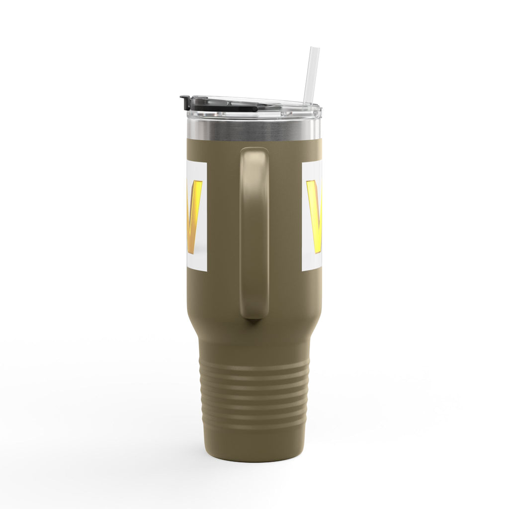 Gold 3D Letter W insulated travel mug 40oz | Monogram Initial Tumbler