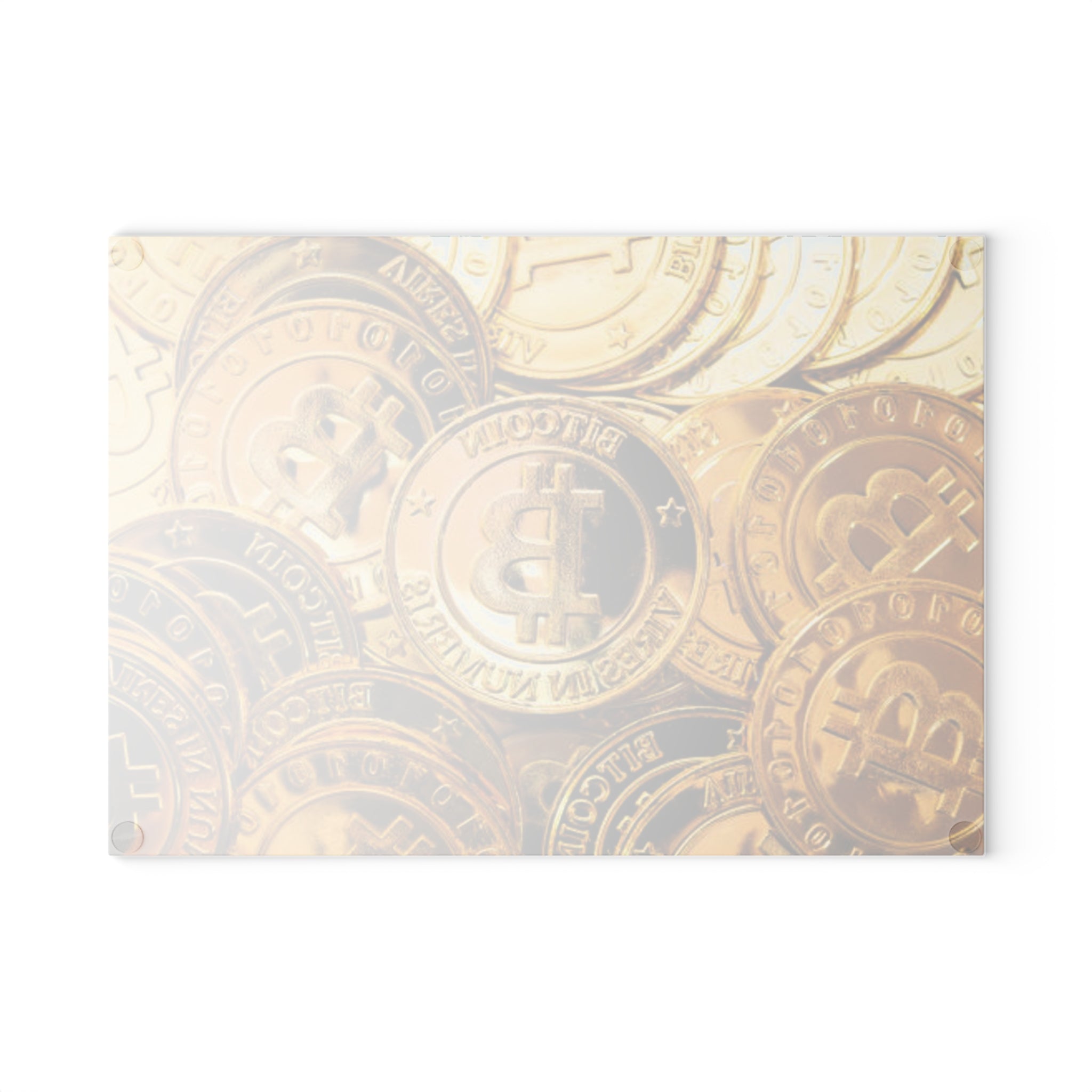 Bitcoin Gold Coins Glass Cutting Board | Cryptocurrency Kitchen Decor