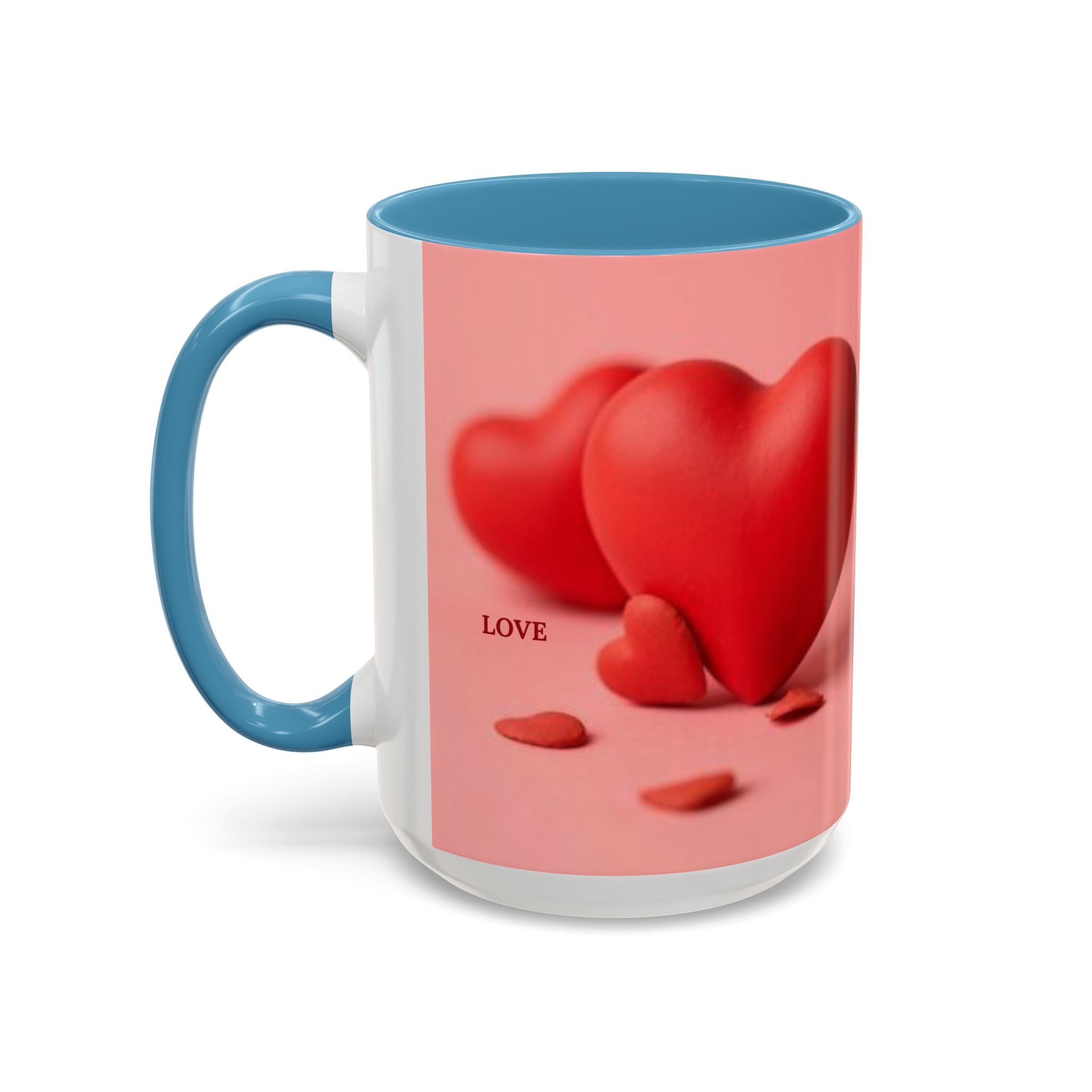 Red Heart Love Design Accent Coffee Mug | Valentine Heart Ceramic Mug