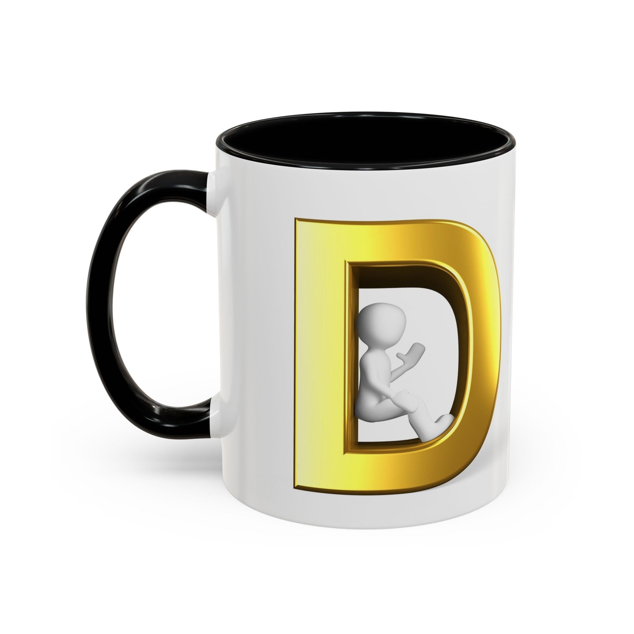 Goldbuchstabe D Monogramm-Tasse | Akzent-Kaffeetasse