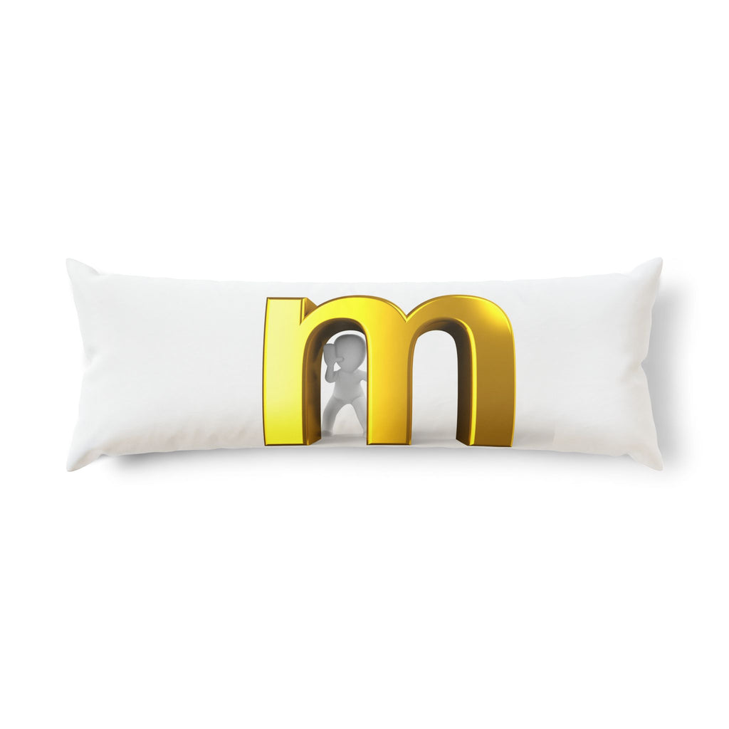 Gold 3D Letter M Body Pillow | Monogram Initial Decorative Pillow