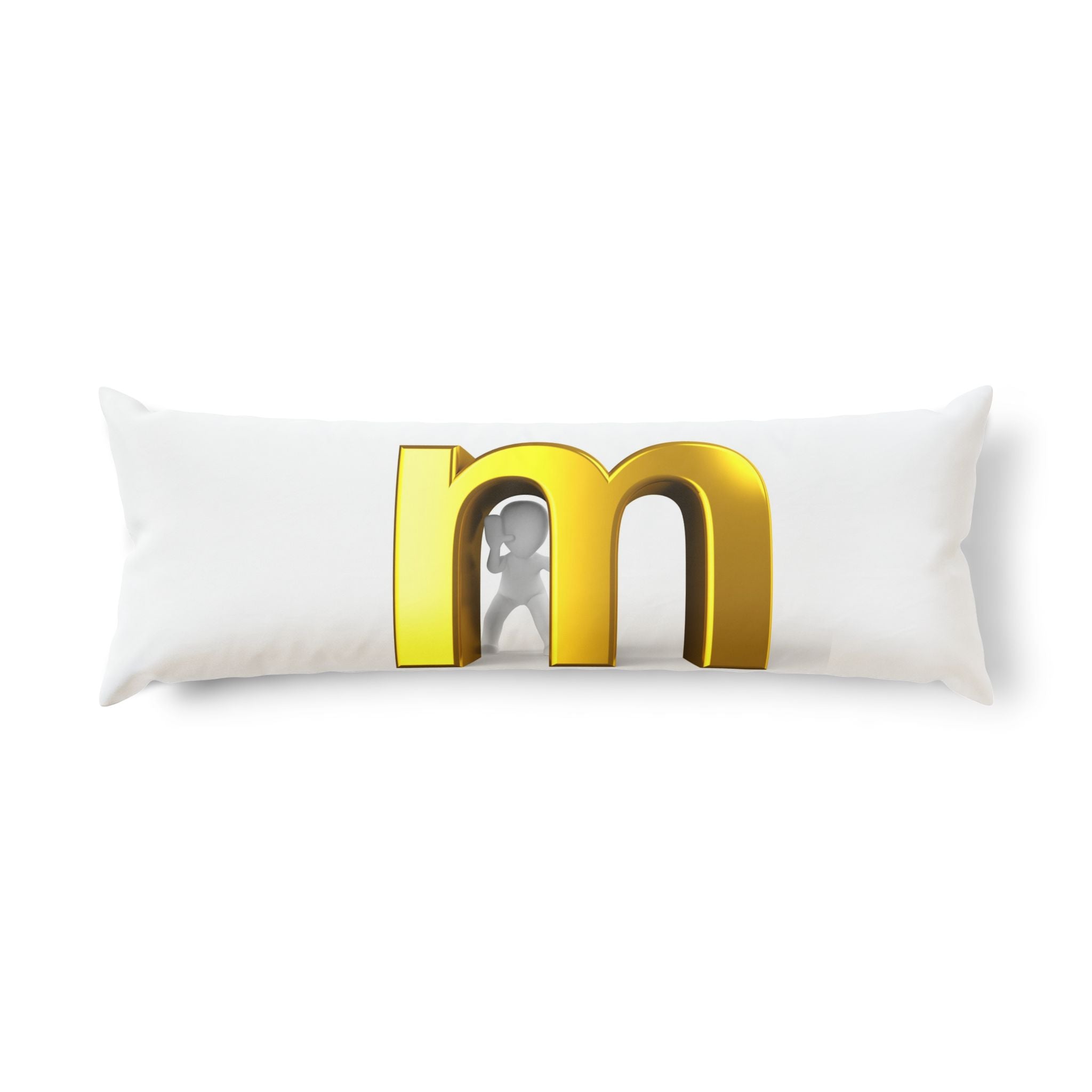 Gold 3D Letter M Body Pillow | Monogram Initial Decorative Pillow