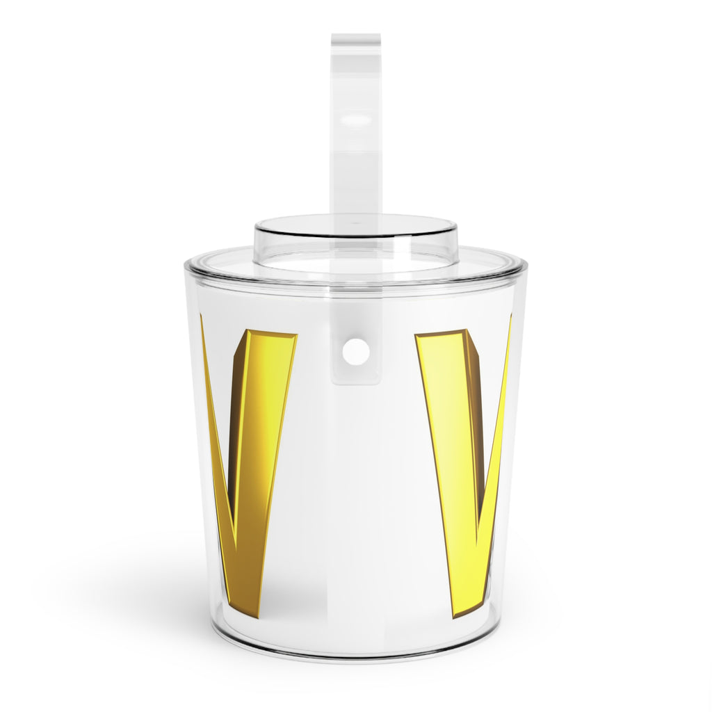 Gold Letter W Ice Bucket | Monogram Acrylic Ice Bucket with Tongs