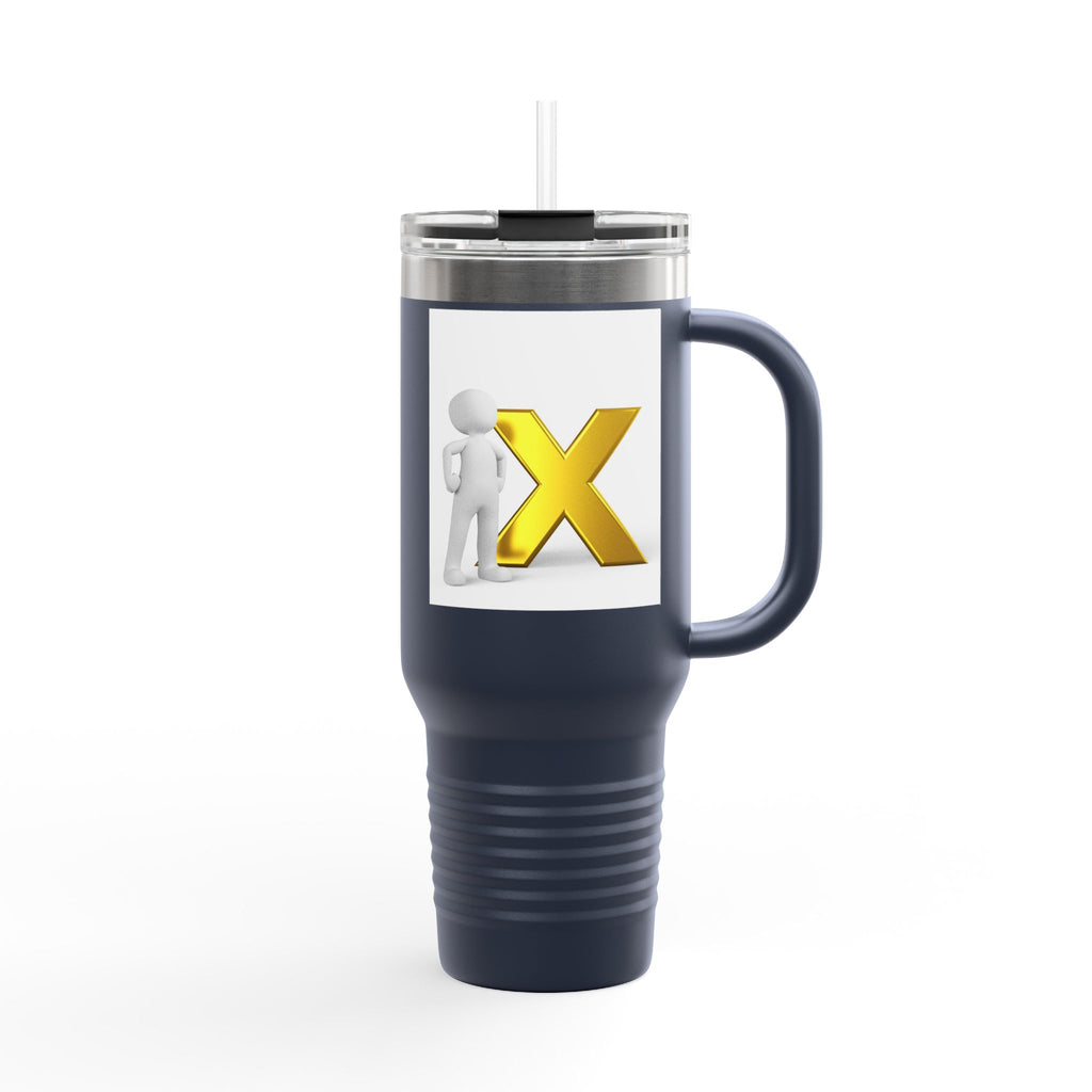 3D Stick Figure with Gold X Travel Mug | 40oz Insulated Tumbler