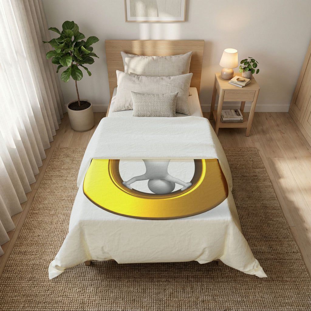 3D Gold Letter O with Figure Cotton Duvet Cover | Minimal Modern Bedding