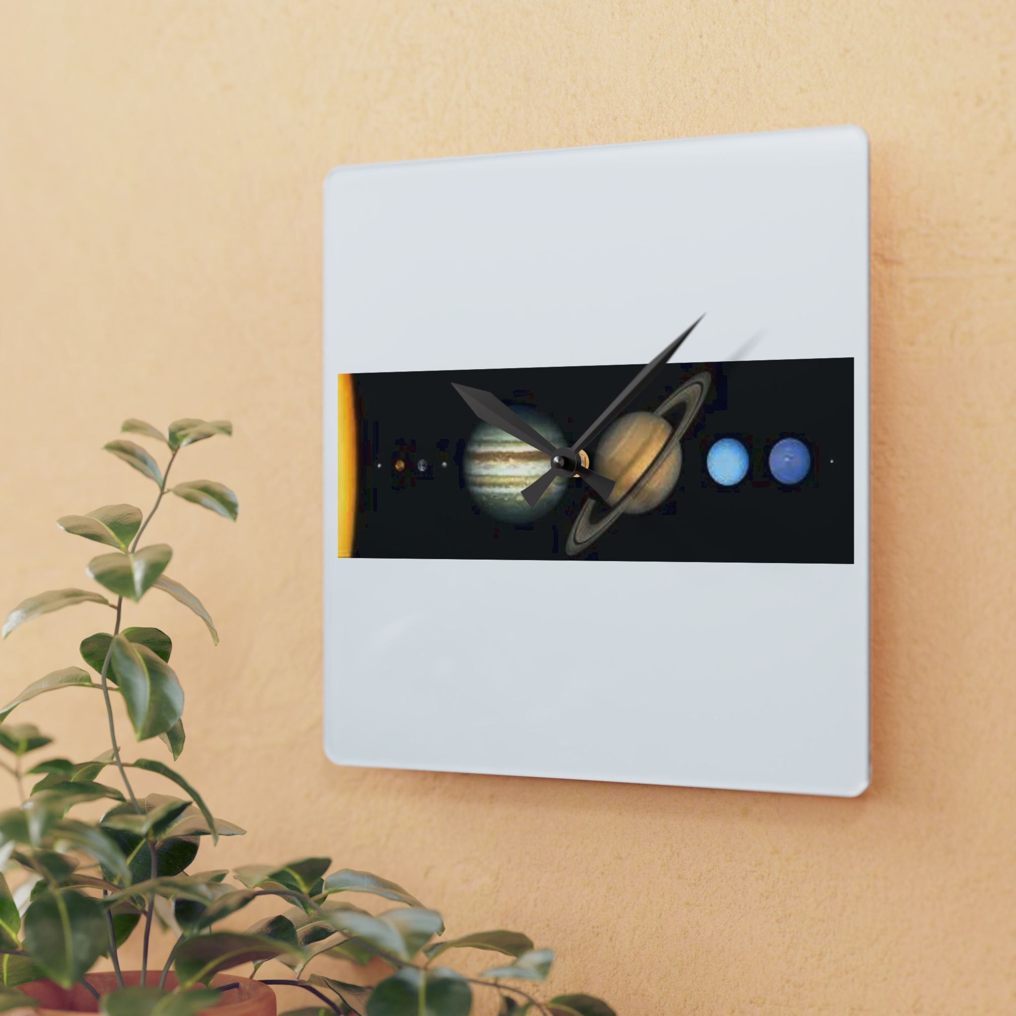 Solar System Planets Acrylic Wall Clock | Space Planet Design