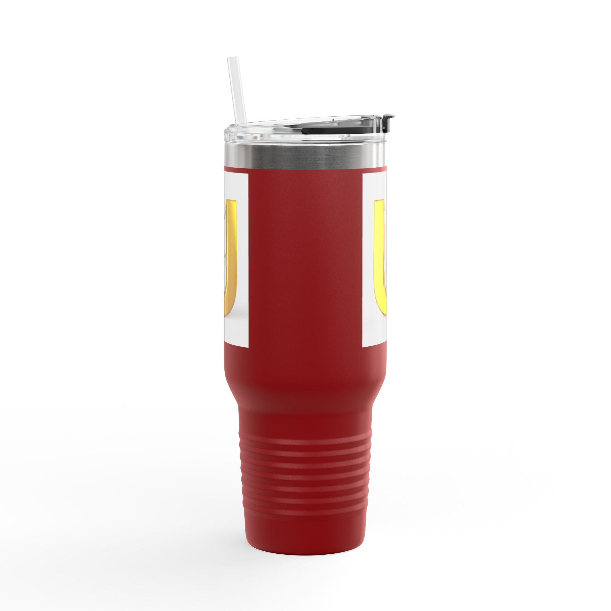 Gobelet de voyage isotherme 40 oz avec lettre U dorée en 3D et figurine | Tumbler