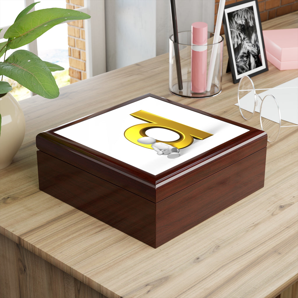 Gold Letter D with Figurine Jewelry Box | Personalized Initial Keepsake
