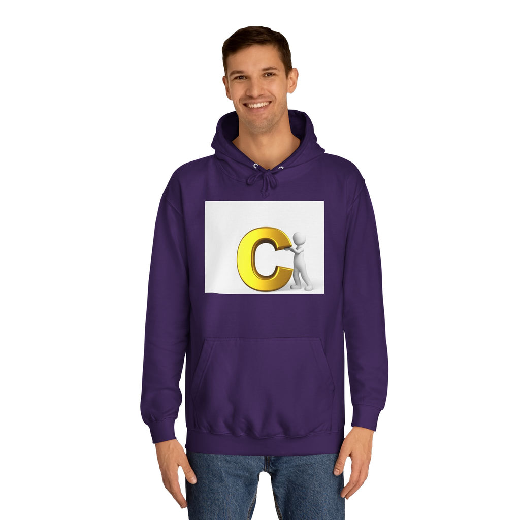 3D Yellow Letter C with Character Hoodie | Initial Monogram Sweatshirt