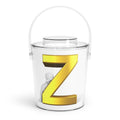 Gold Letter Z Monogram Ice Bucket with Tongs | Personalized Initial Bar Accessory