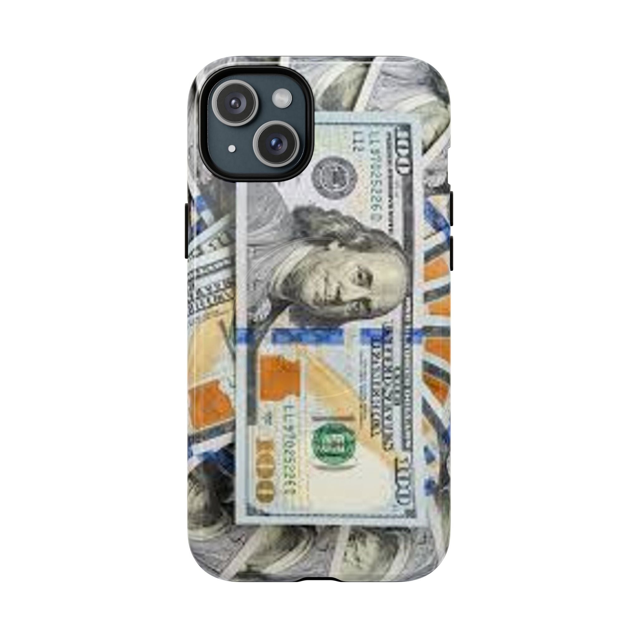 Coque de téléphone Billets de cent dollars | Coque magnétique robuste, motif argent