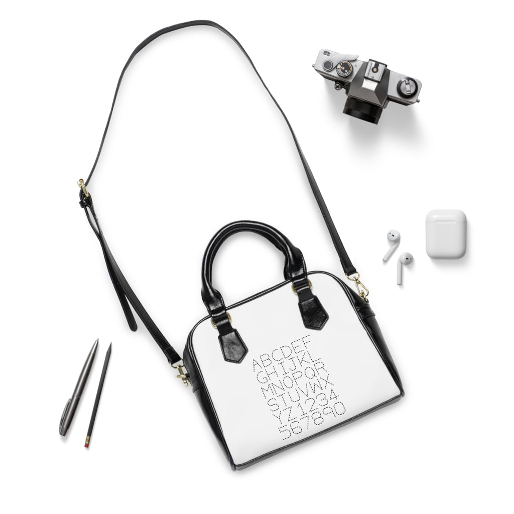 Alphabet Monogram Pattern Shoulder Handbag | Letter Grid A-Z 0-9