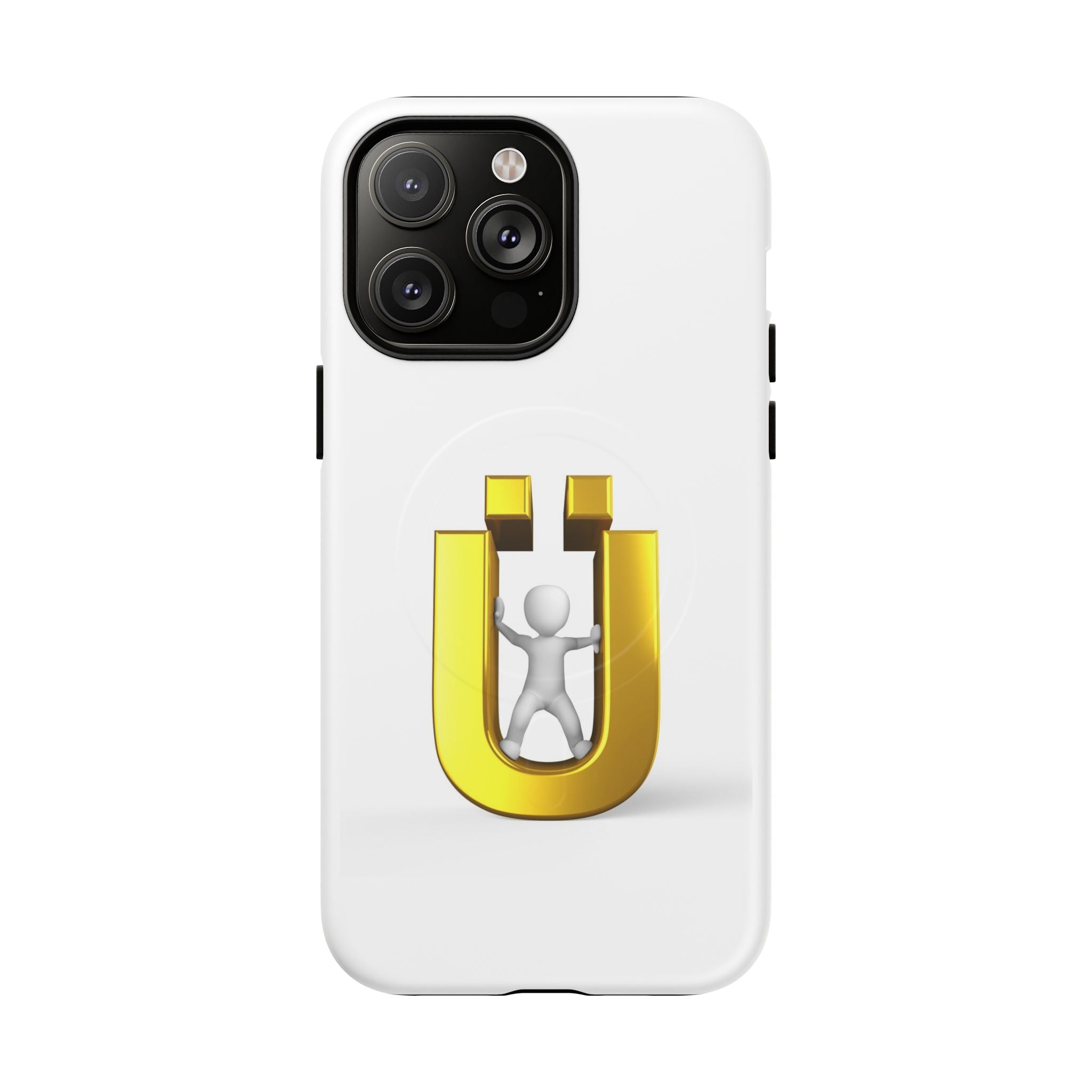 Coque de téléphone à logo lettre Ü dorée | Coque magnétique robuste
