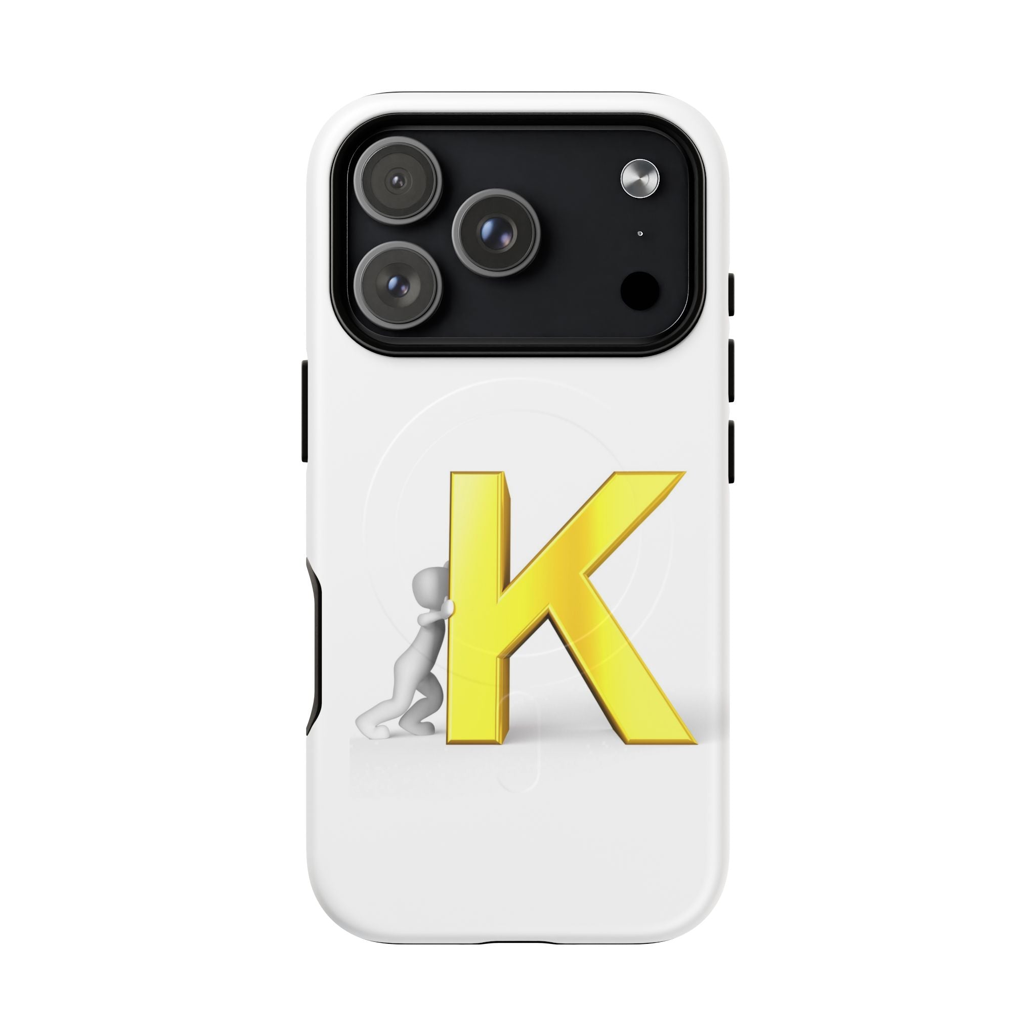 Yellow K Letter Phone Case | Tough Magnetic Case, Monogram Initial K