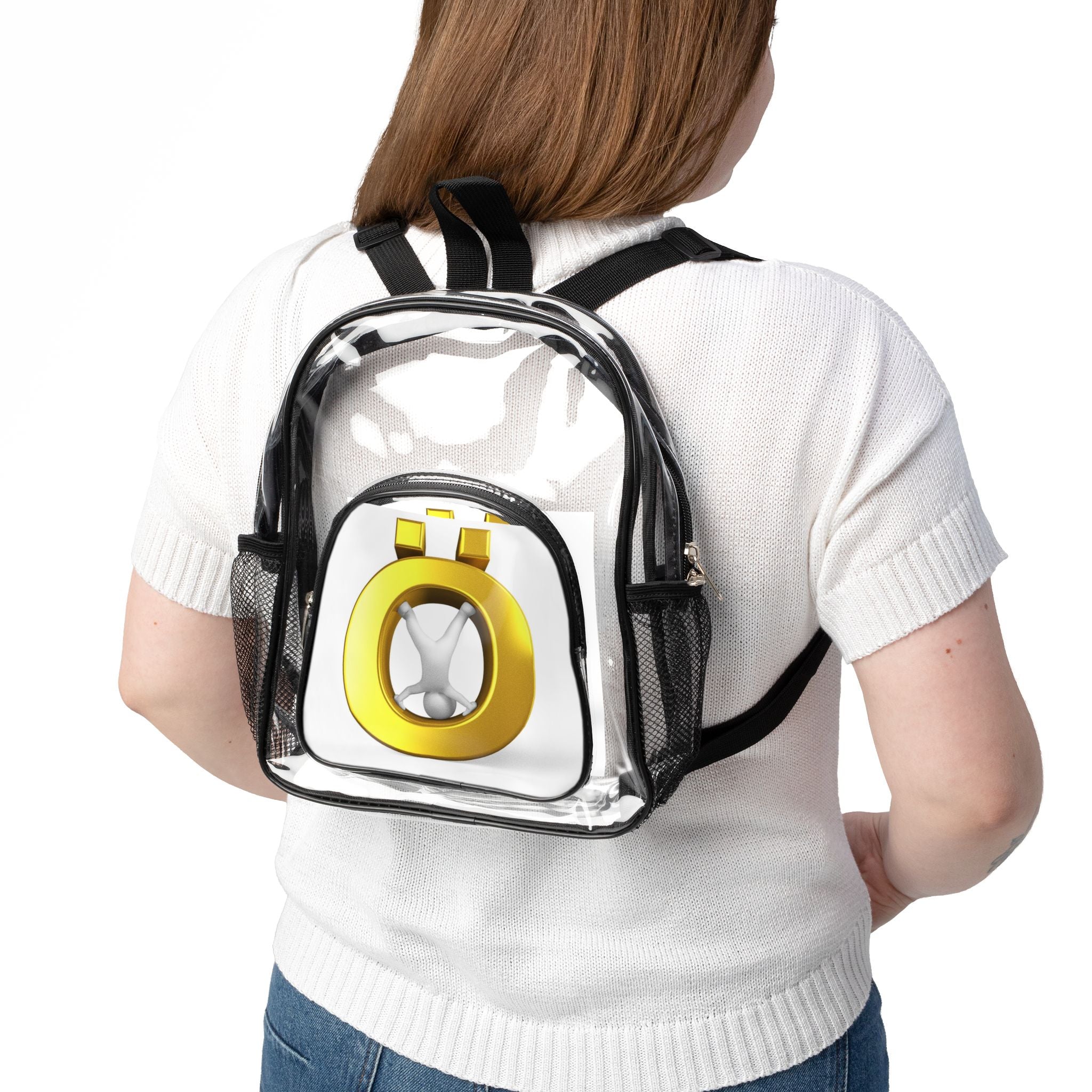 Gold Letter Ö Clear Stadium Backpack | Transparent Bag with Design