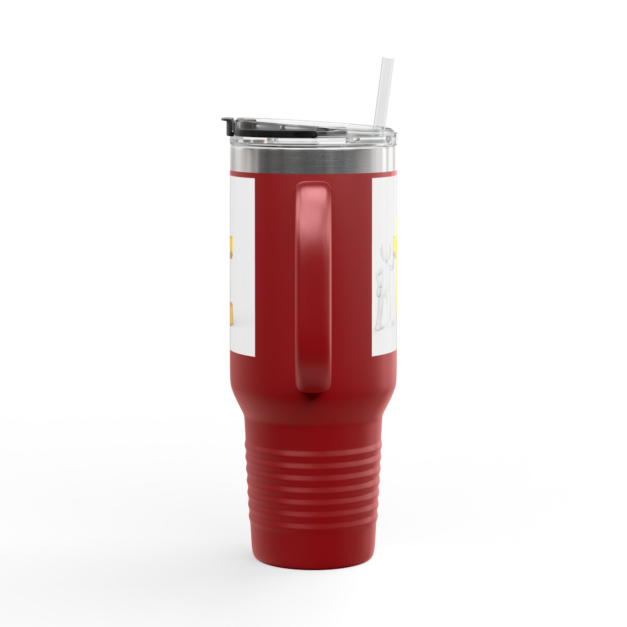 3D Stick Figure with Gold Letter T Insulated Travel Mug 40oz | Tall Tumbler