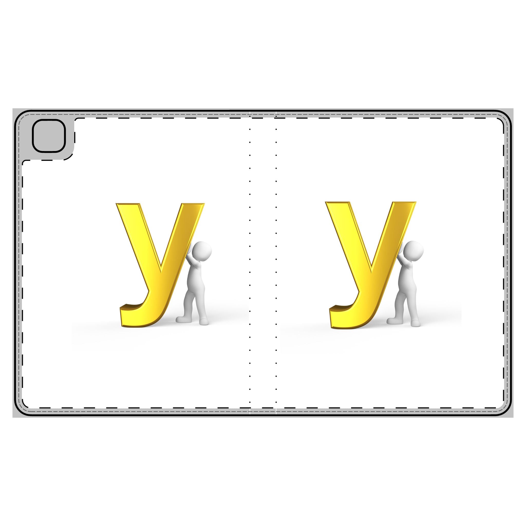 Yellow 3D Letter Y Tablet Folio Case | Monogram Initial Cover