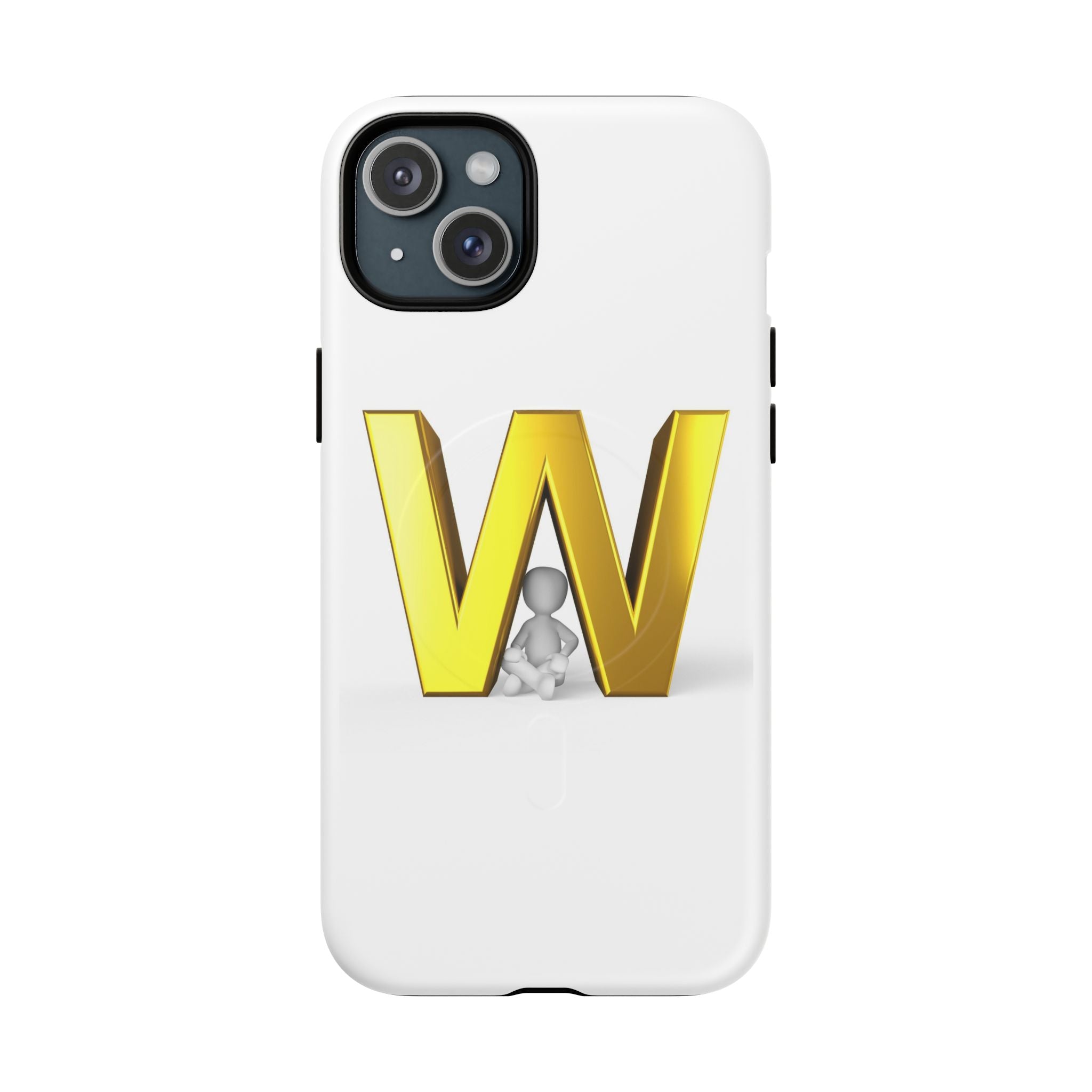 Coque de téléphone à monogramme lettre W or | Coque magnétique résistante