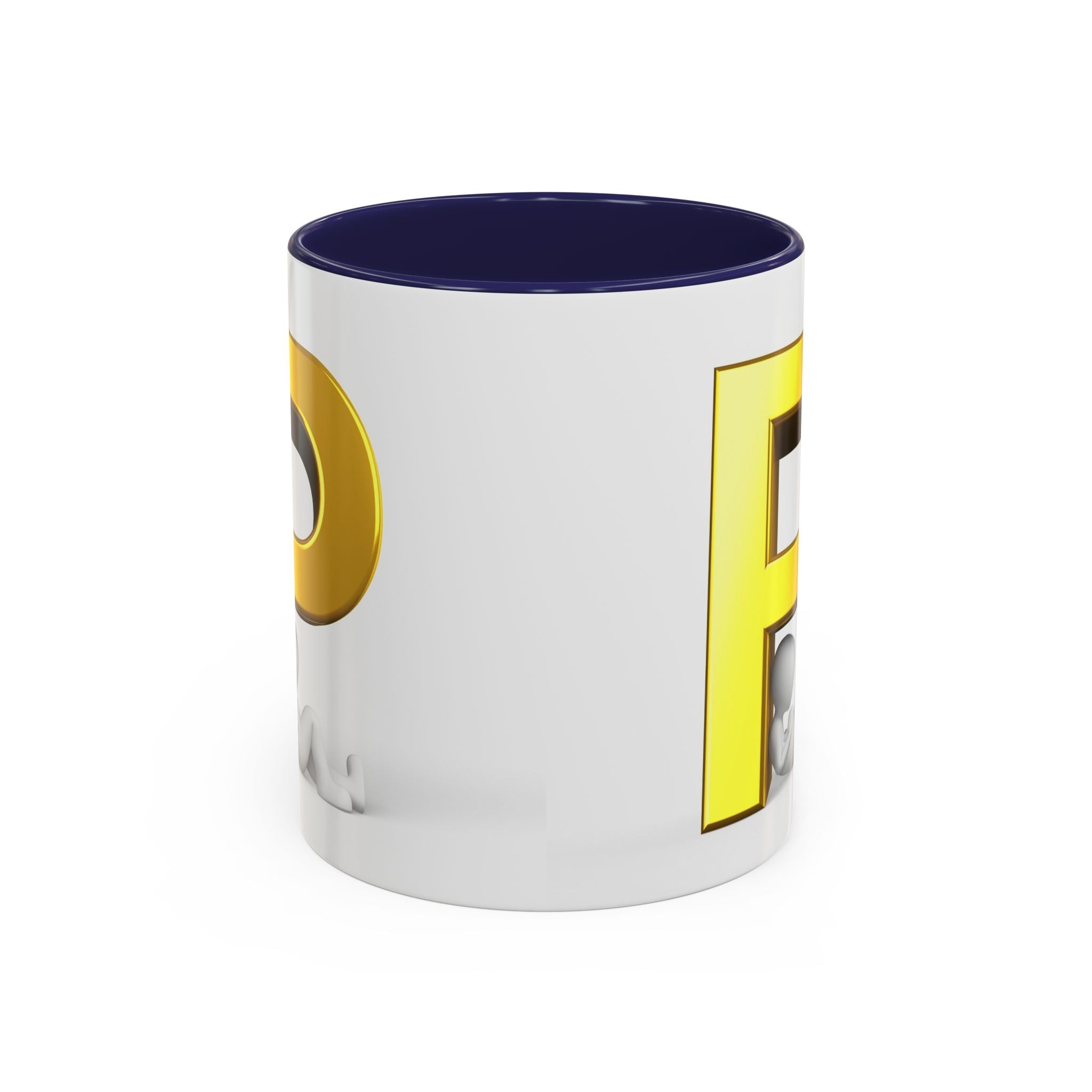 Mug Lettre P dorée avec silhouette relaxante | Mug à café avec anse colorée 325 ml 445 ml
