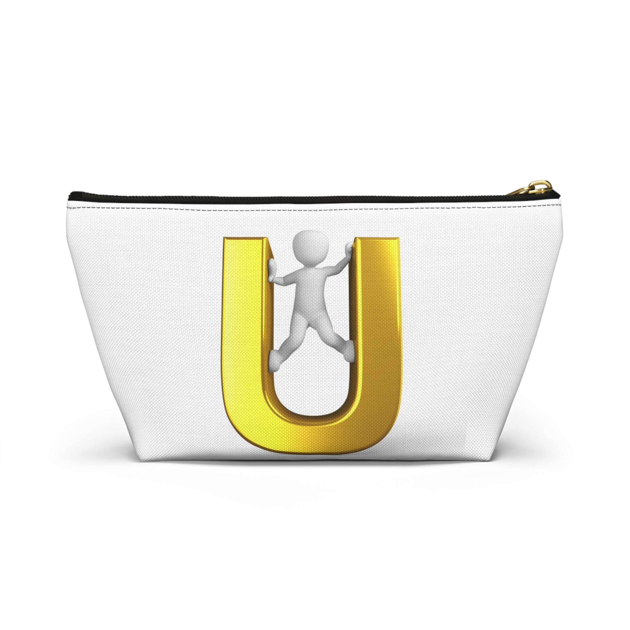 Gold Letter U with Climber Accessory Pouch | T-Bottom Zip Pouch