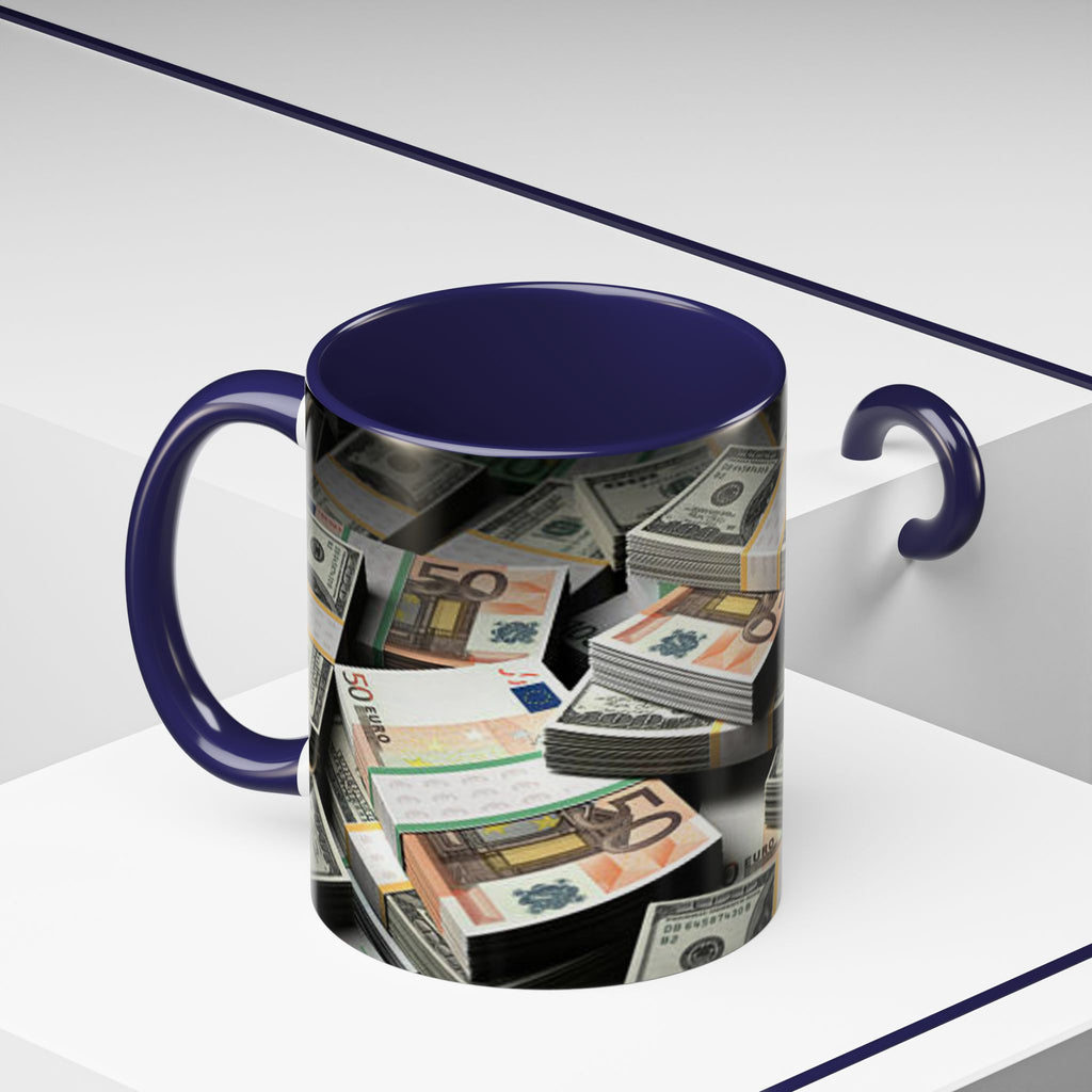 Geldstapel-Tasse | Akzent-Kaffeetasse 325 ml 444 ml, Bargeld-Muster