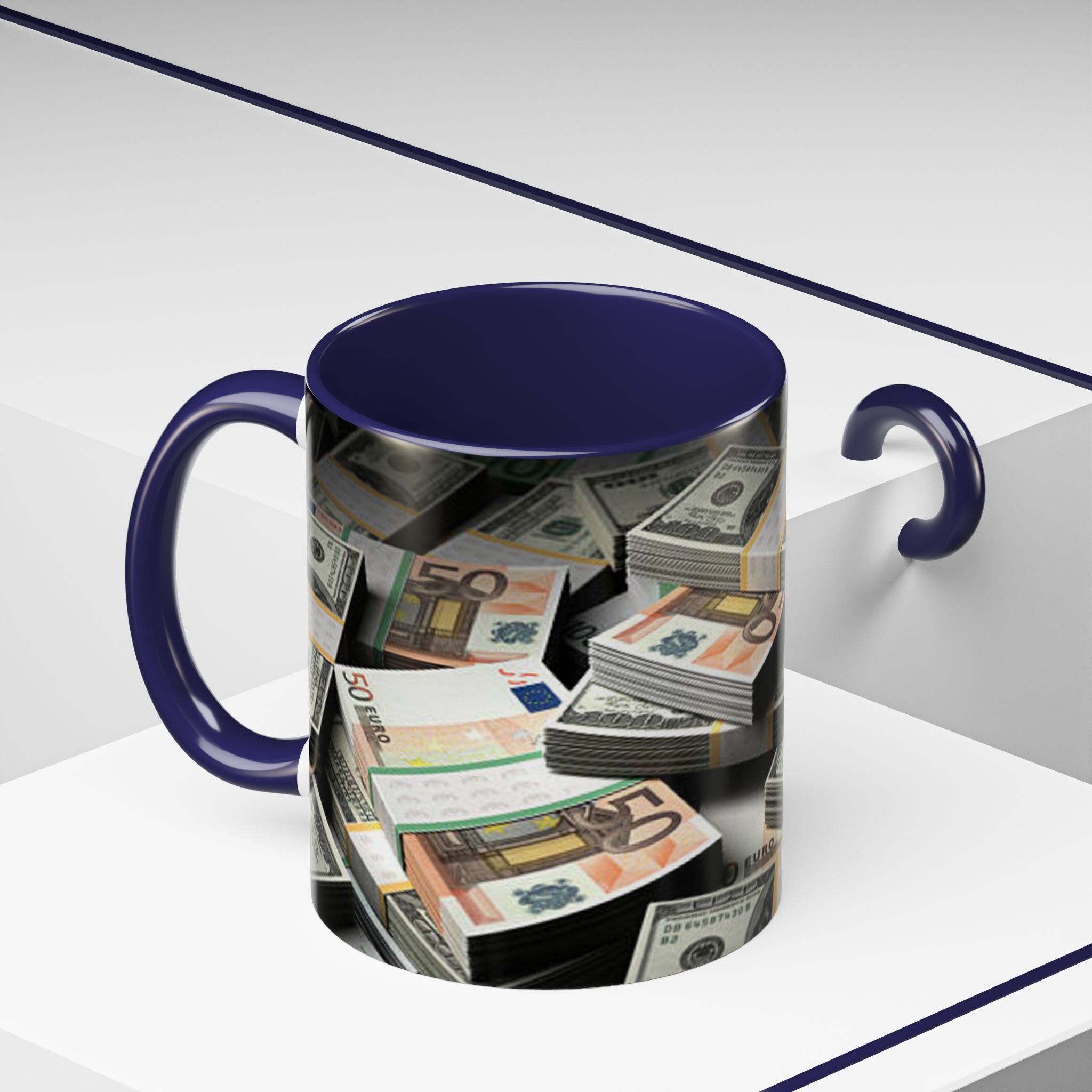 Geldstapel-Tasse | Akzent-Kaffeetasse 325 ml 444 ml, Bargeld-Muster