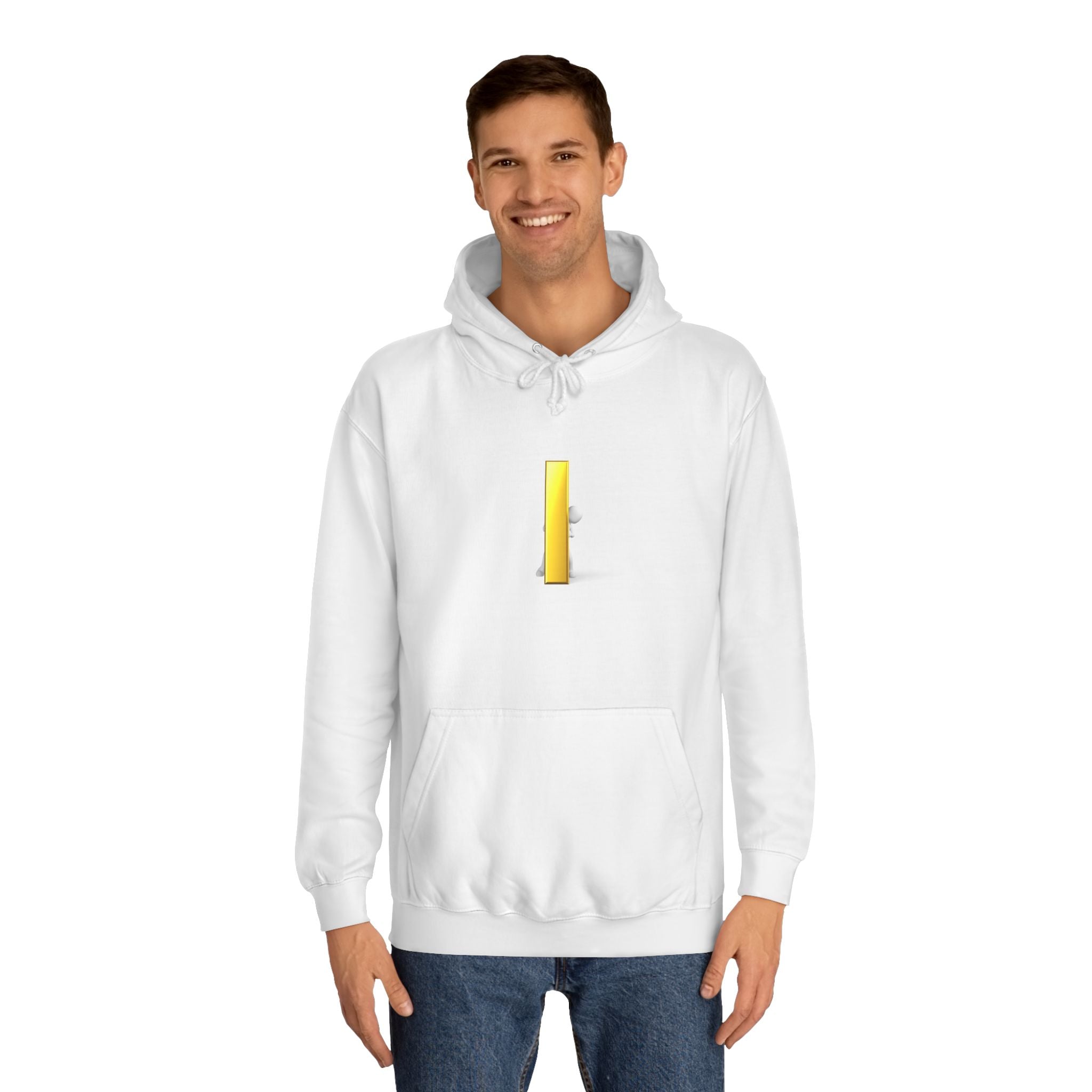 Gold Letter i Character Hoodie | Minimalist 3D Column Illustration