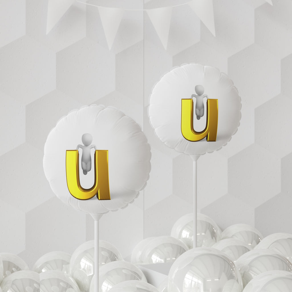 Gold Letter U Balloon 11" Foil Balloon | Round or Heart-shaped