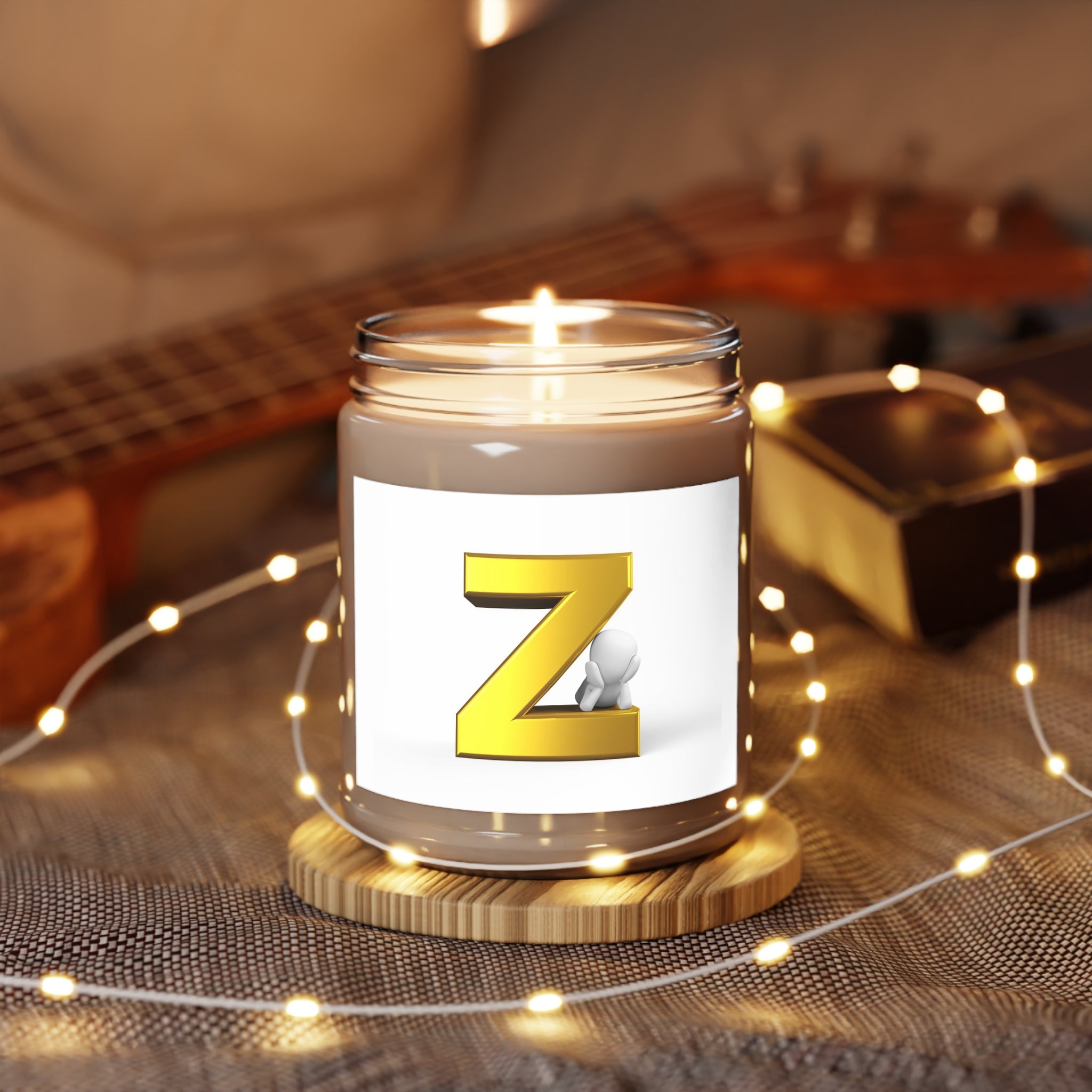 Gold Letter Z Initial Candle 9oz Soy Candle | White Lid