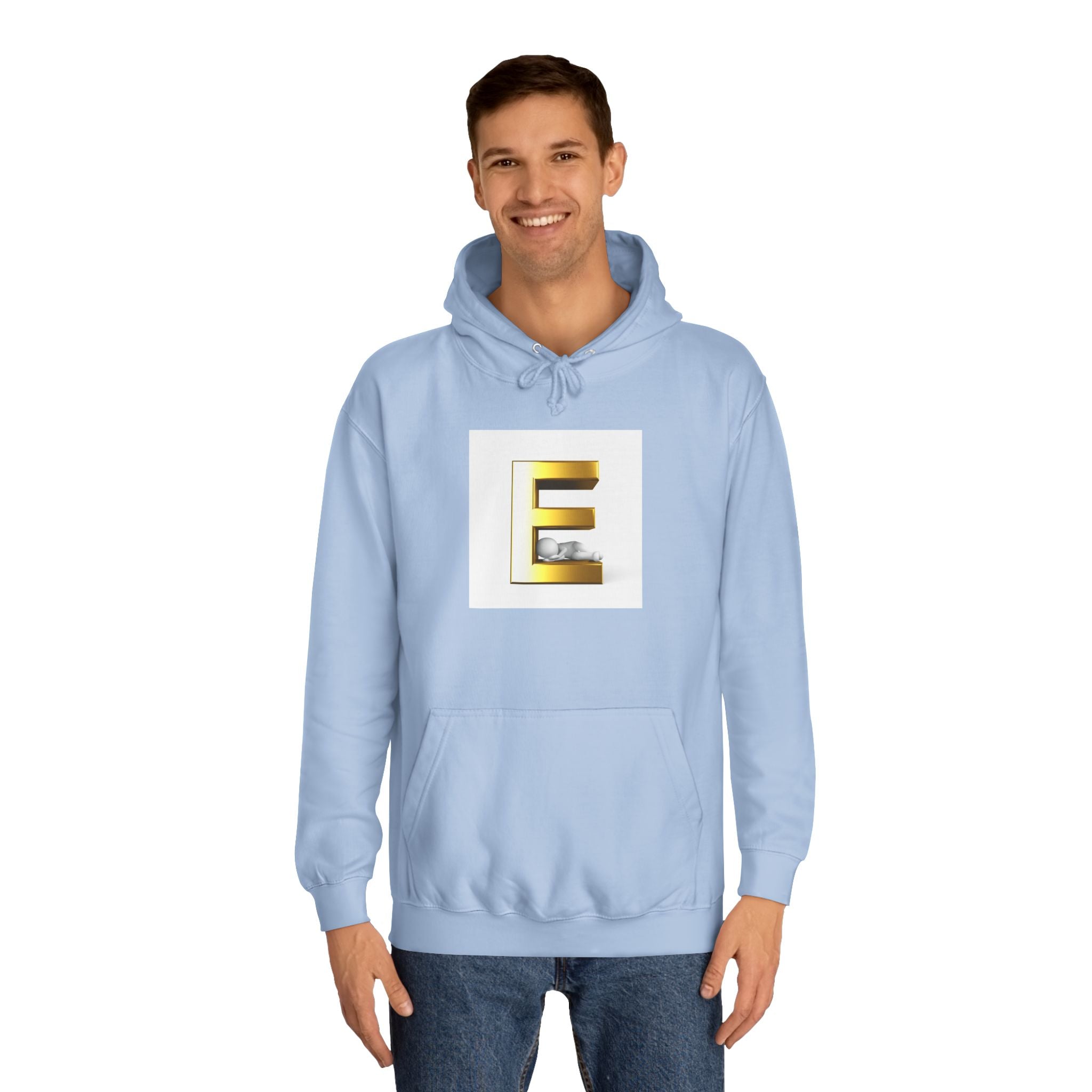 Gold 3D Letter E Hoodie | Monogram Initial Sweatshirt