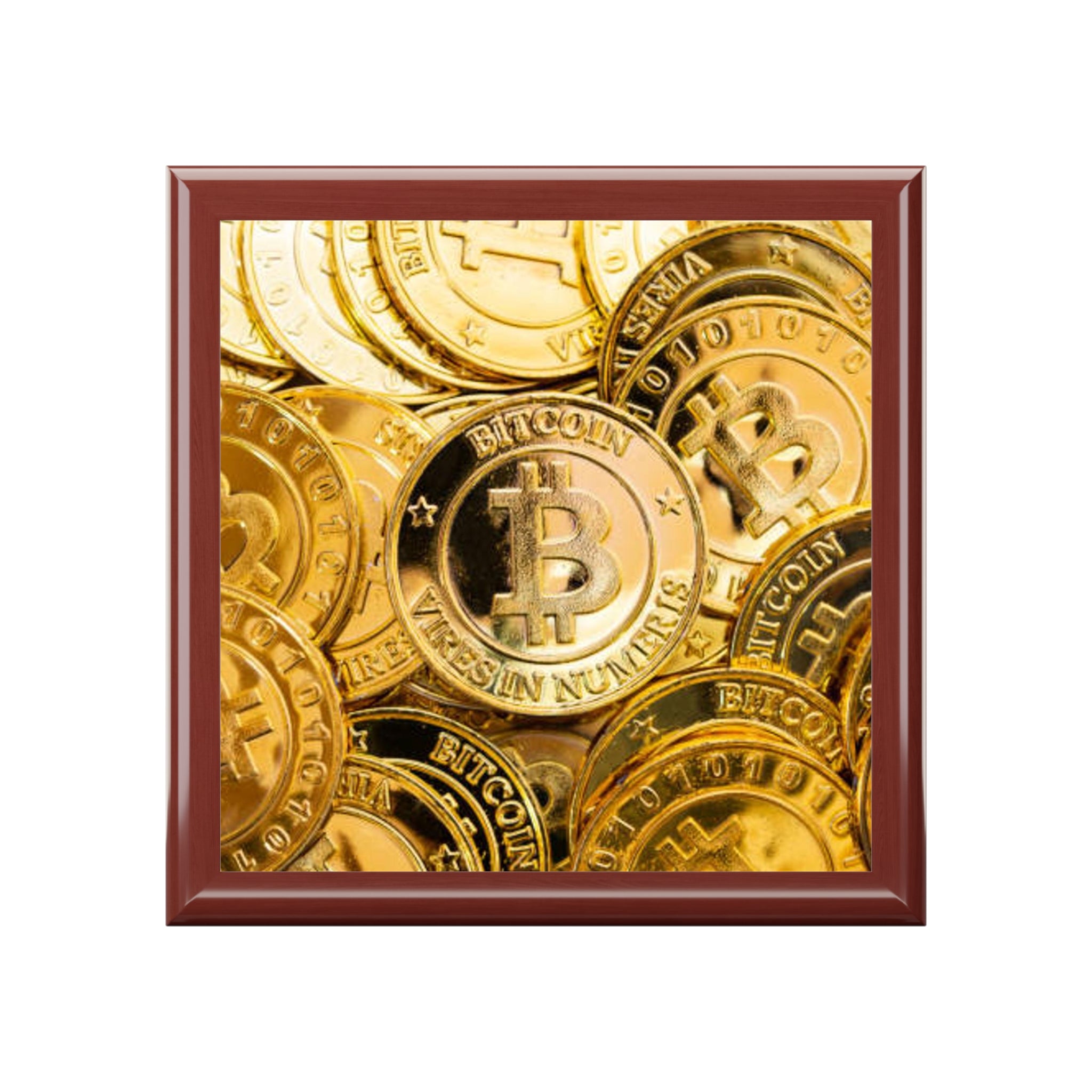 Boîte à bijoux motif pièce Bitcoin | Design pièce de monnaie de luxe cryptomonnaie