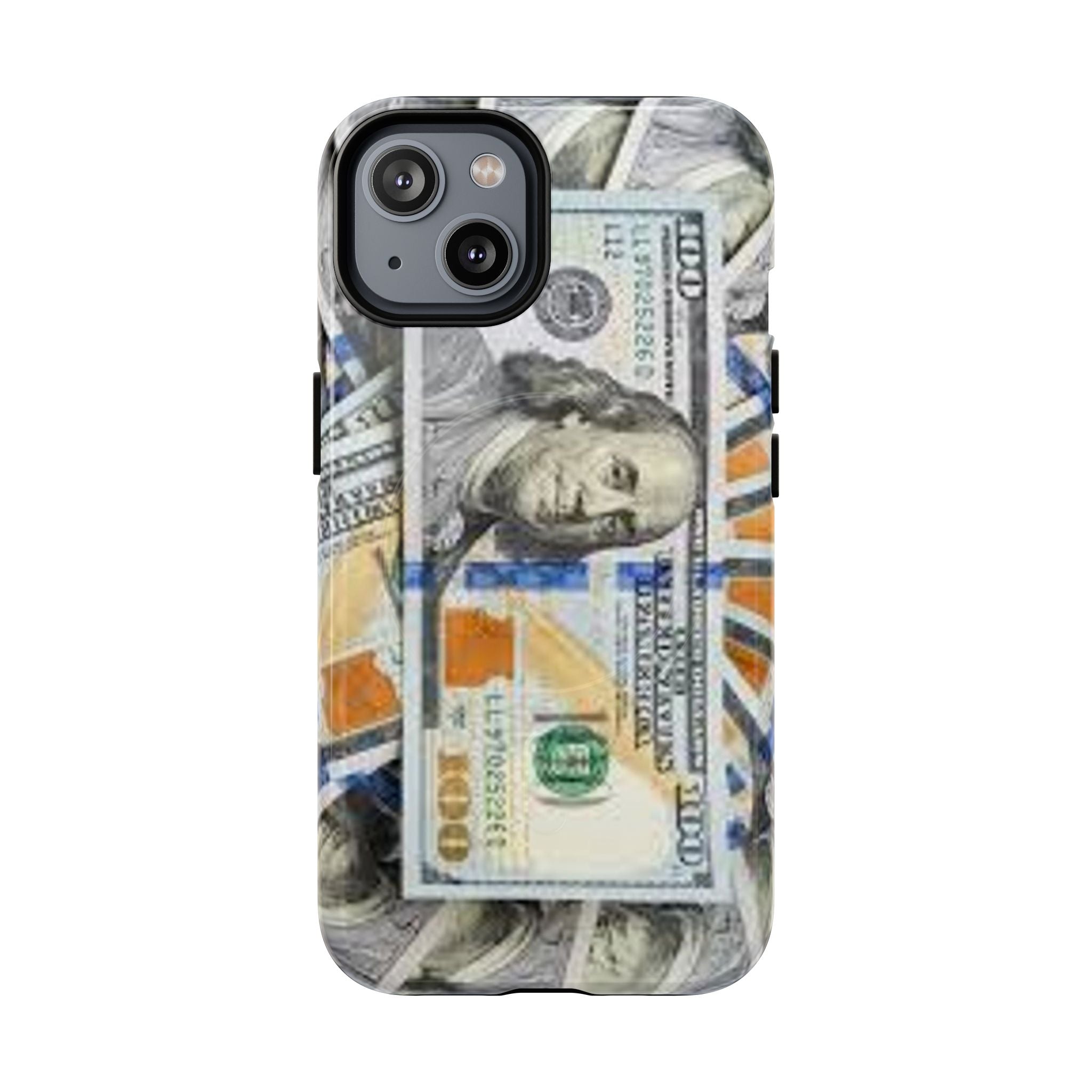 Coque de téléphone Billets de cent dollars | Coque magnétique robuste, motif argent
