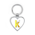 Yellow Letter K Heart Keychain | Initial Keyring, Monogram Accessory