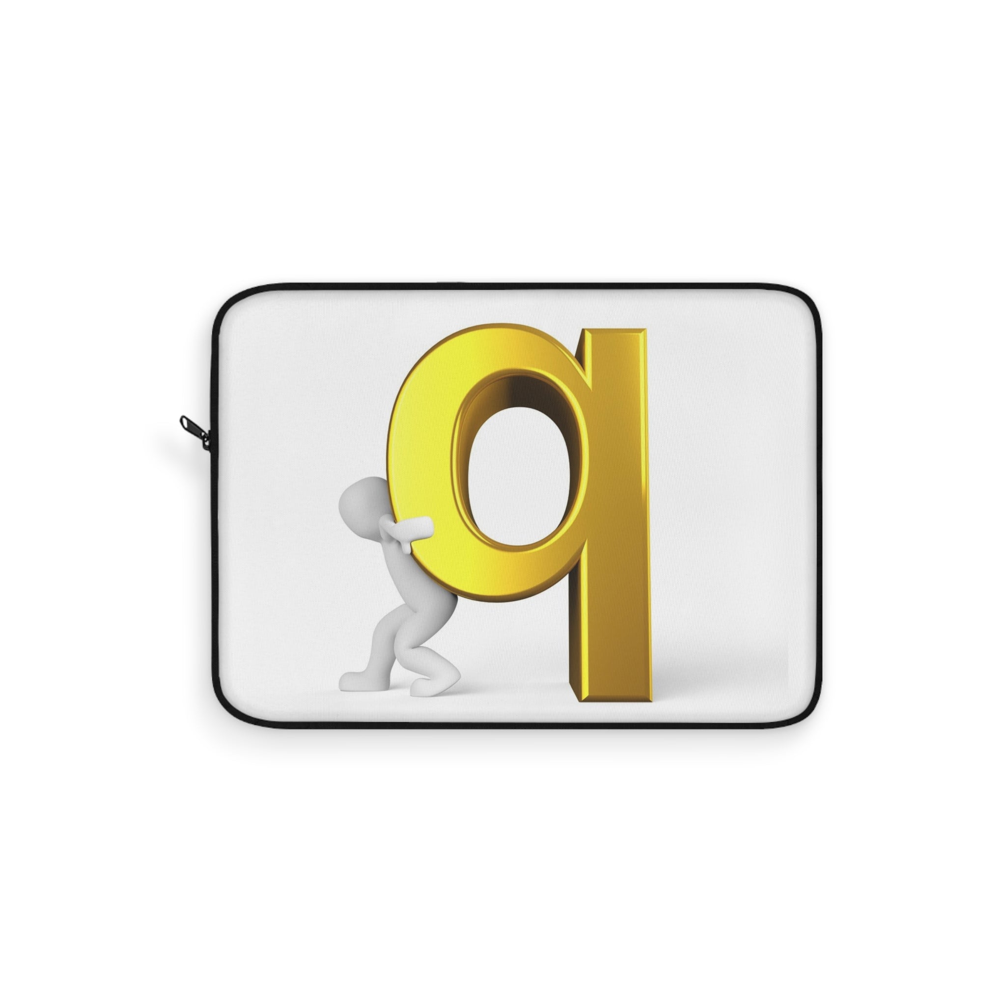 3D Person Holding Gold Letter Q Laptop Sleeve | Alphabet Initial Case