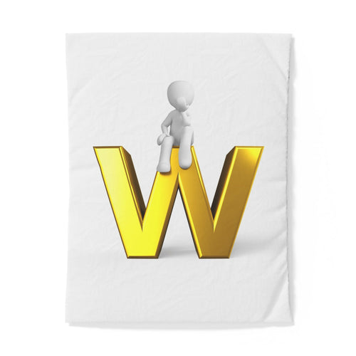 Housse de Couette Monogramme Lettre W en Or 3D | Parure de Lit Initiale W