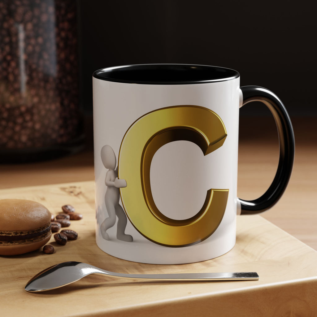 Tasse mit goldenem Buchstaben C | Akzent-Kaffeetasse, Initialbuchstabe C