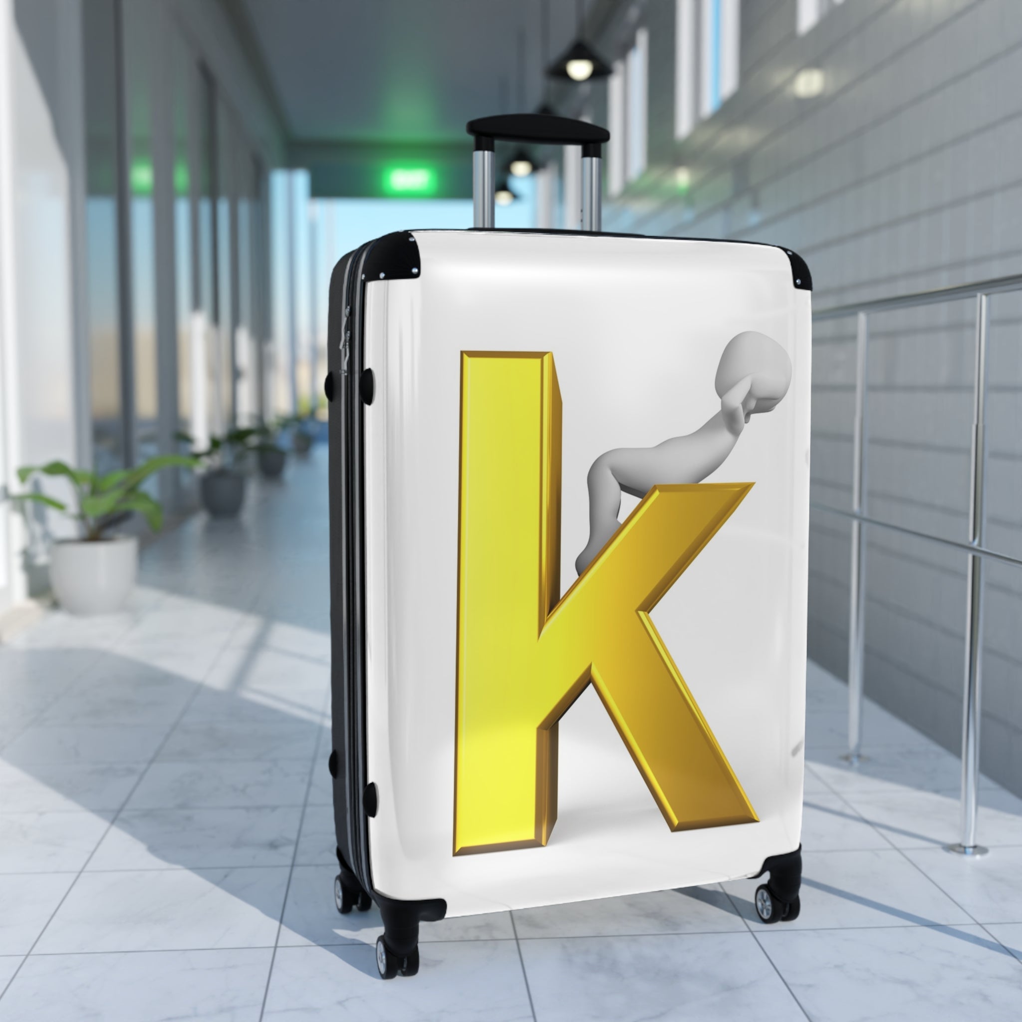 Gold Letter K Monogram Suitcase | Personalized Initial Luggage Cover