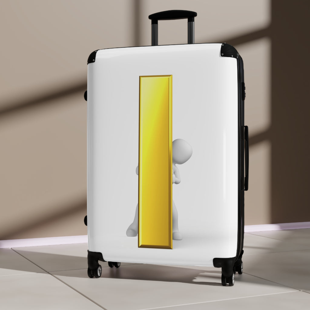 3D Character with Gold Letter i Suitcase | Rolling Luggage