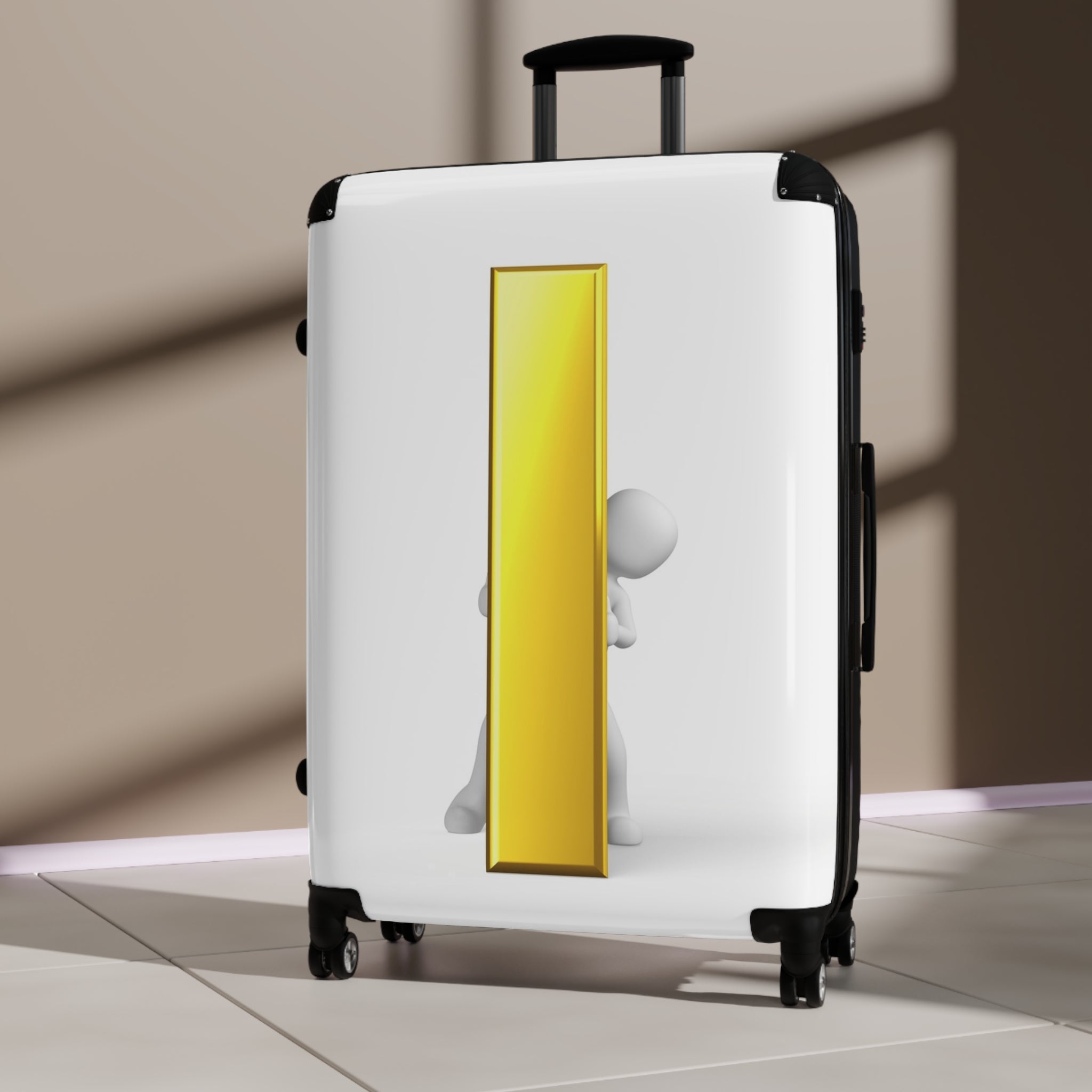 3D Character with Gold Letter i Suitcase | Rolling Luggage
