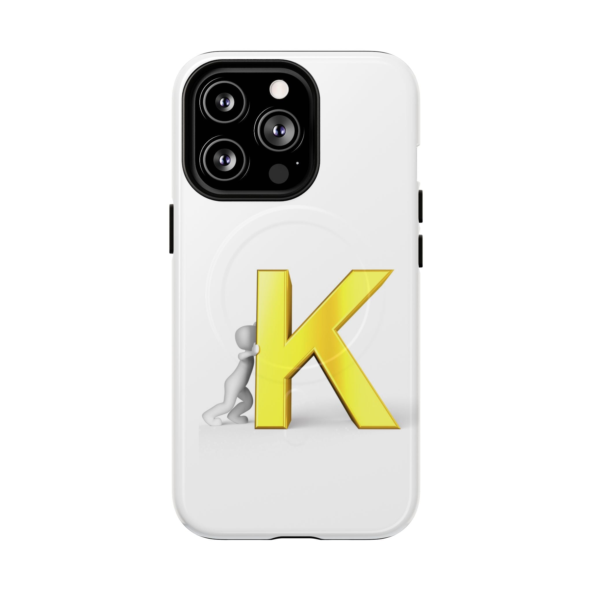 Yellow K Letter Phone Case | Tough Magnetic Case, Monogram Initial K