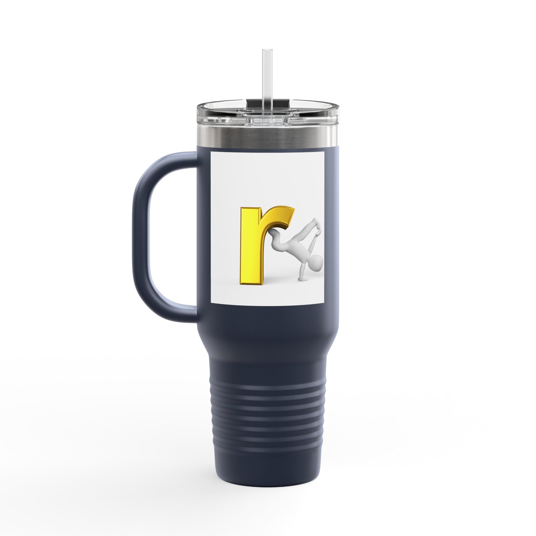 Yellow Letter R Character Travel Mug | 40oz Insulated Tumbler
