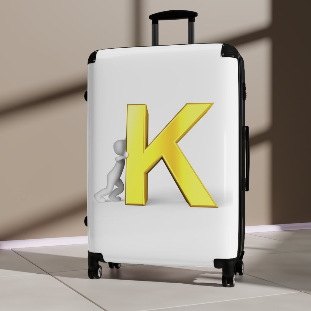 Yellow Letter K Monogram Suitcase | Personalized Initial Luggage