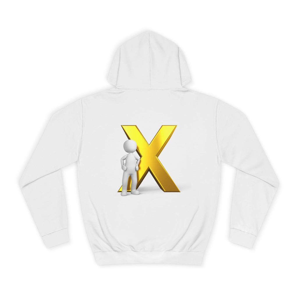 Golden Letter X Graphic Hoodie | 3D Stick Figure Initial X Sweatshirt