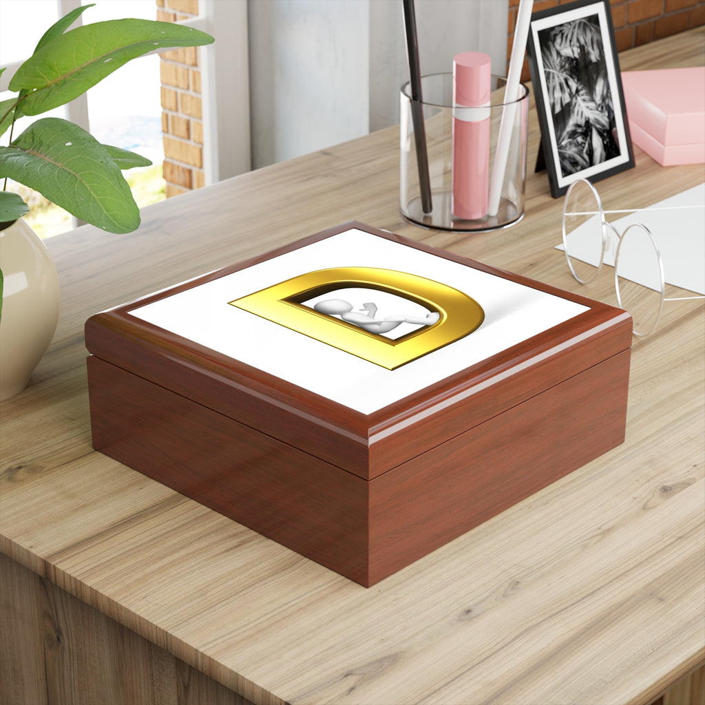 Gold Letter D Monogram Jewelry Box | Initial D Trinket Box
