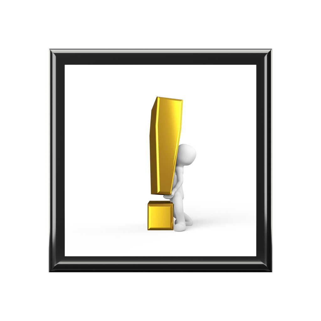 Gold Exclamation Mark Illustration Jewelry Box | Glossy Keepsake Box