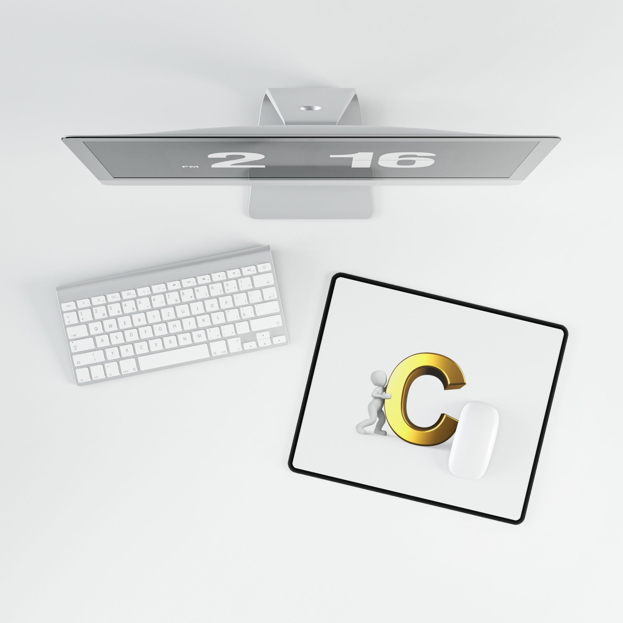Golden Letter C desk mat | Initial C mouse pad desk mat