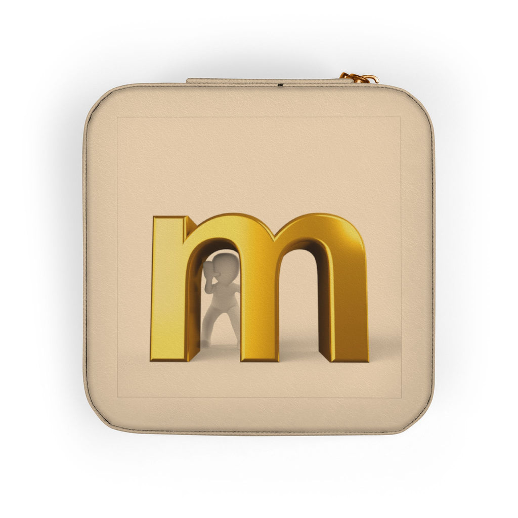 Monogram M Jewelry Travel Case | Compact Pink Leatherette Organizer