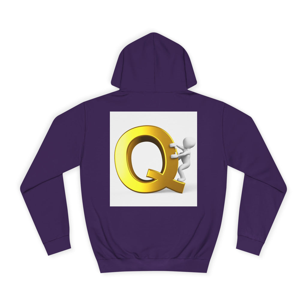 Golden Q Letter Hoodie | 3D Character Climbing Initial Sweatshirt