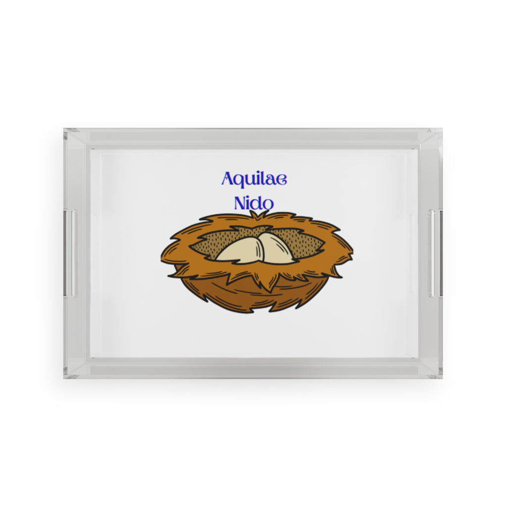 Bird Nest Illustration Acrylic Serving Tray | Nesting Eggs Home Decor